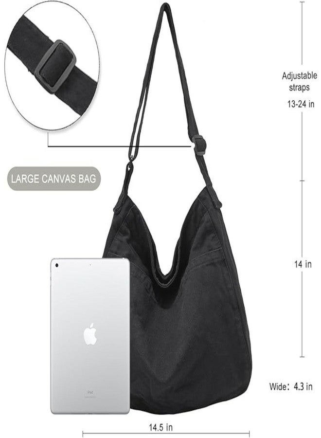 FUOCO Aesthetic one side bag for men | messenger side bag for men Women Vintage Canvas Crossbody Shoulder handbags Office slim bags Laptop Bag (Black) - Image 3